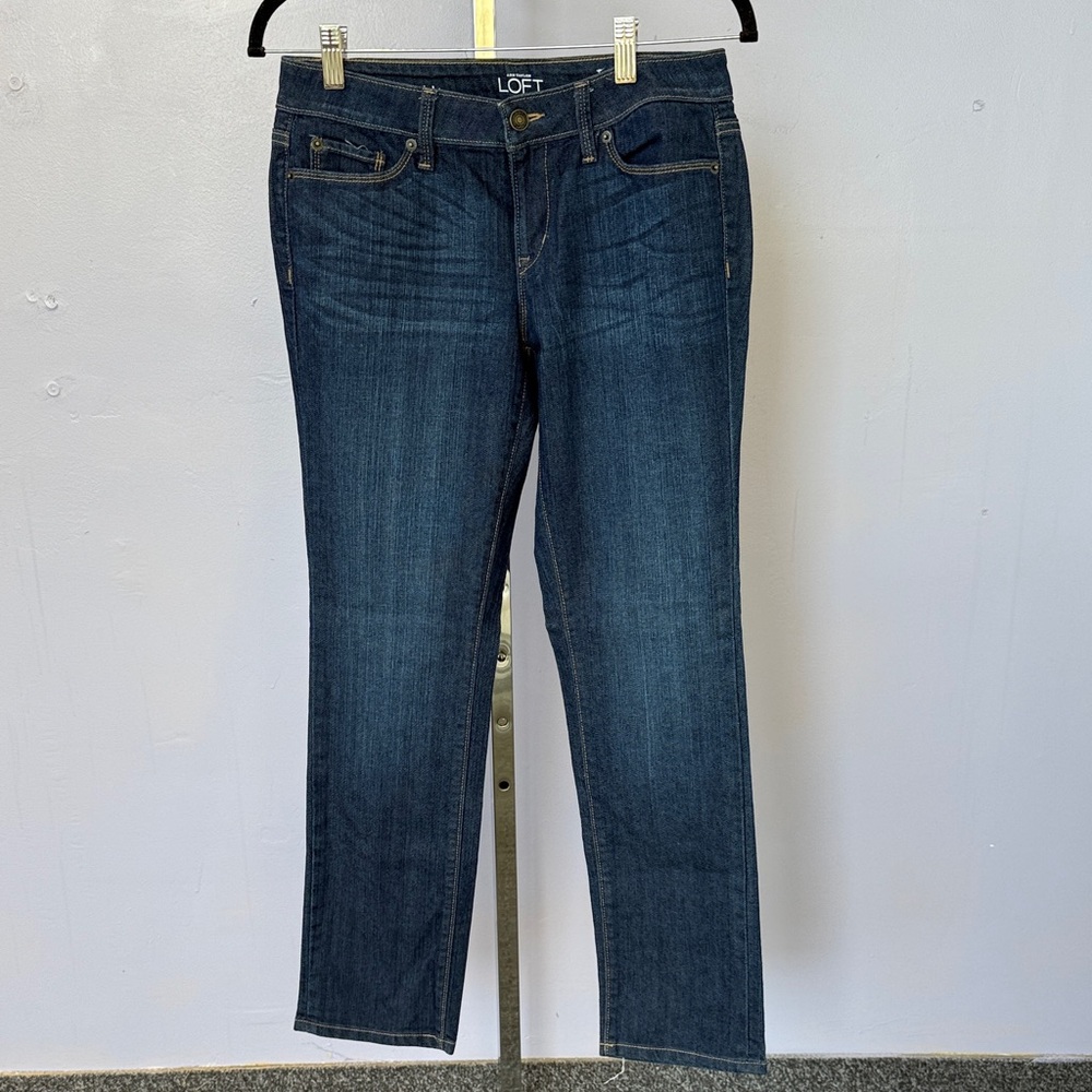 LOFT Women's Modern Straight Leg Jeans in Dark Blue